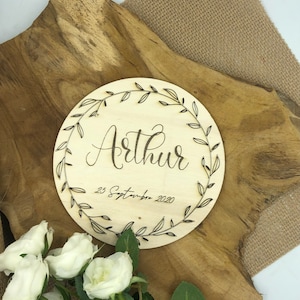 Carte en bois annonce naissance prénom personnalisé