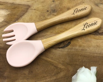 Personalized wooden baby cutlery