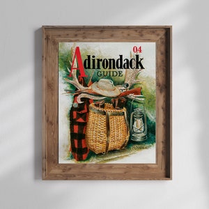 Adirondack Art Guide Print 2004 THE PACK BASKET 8"x10" Lithograph Print, Adirondack Decor