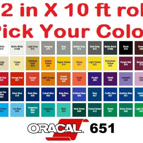 12x12 Oracal 651 Permanent Adhesive Sticker Vinyl Etsy