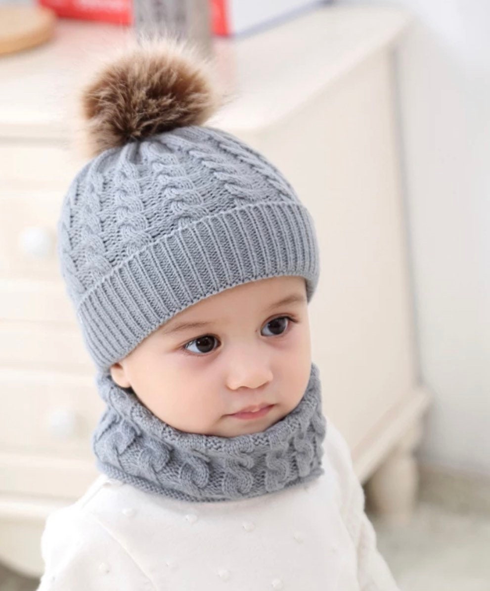 2pcs Girls Boys Capscarf Set Toddler Baby Winter Warm Fur - Etsy