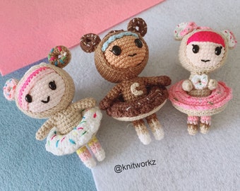 crochet pattern - Donutella, Chocotella and Donutini keychain