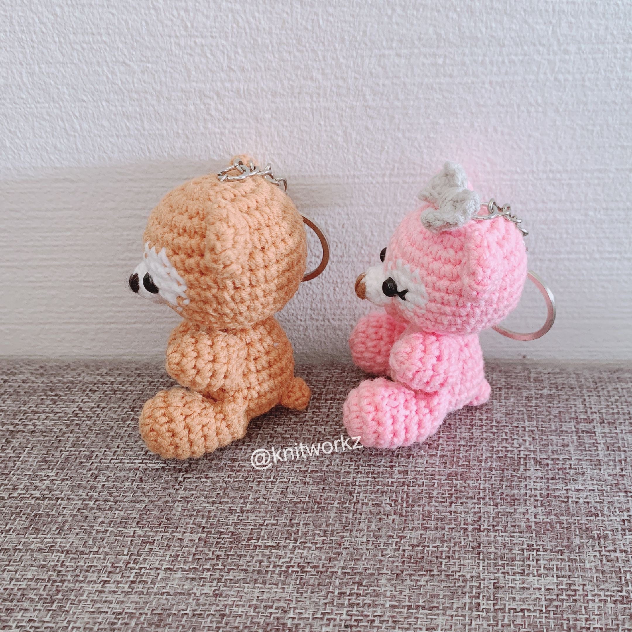 かぎ針編みのパターン - 6 in 1 クマと仲間たちの全身キーホルダー