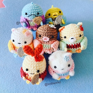 crochet pattern - 7in1 Sumikko Gurashi in kimono keychain