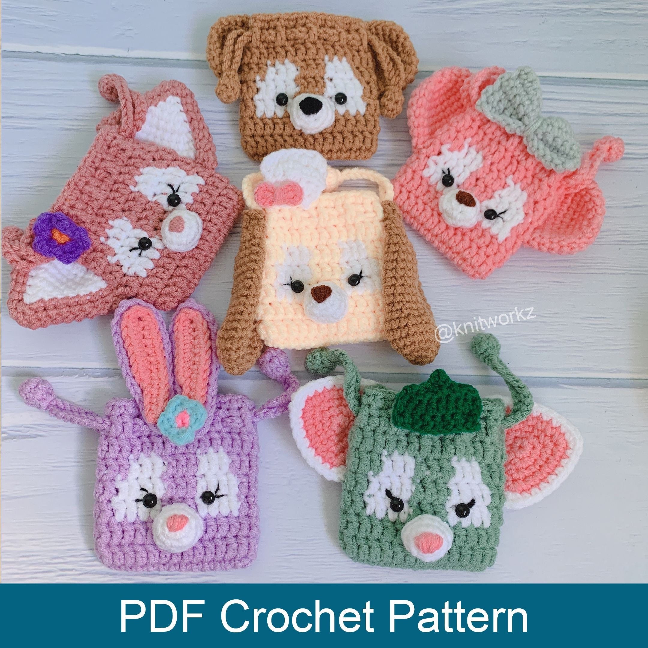 crochet pattern - Duffy and friends Airpods Drawstring Pouch