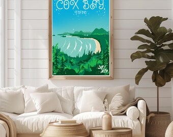 Cox Bay Tofino Poster, surf poster, surf print, ocean wall art, Vancouver Island art, Tofino art