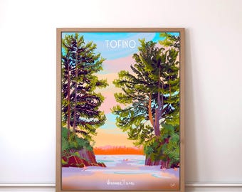 Tofino Beach Art Print, Vancouver Island Vintage Travel Poster