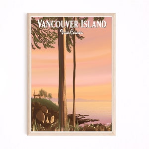 Vancouver Island Poster, print, art print, British Columbia wall art, west coast, wall decor, sunset