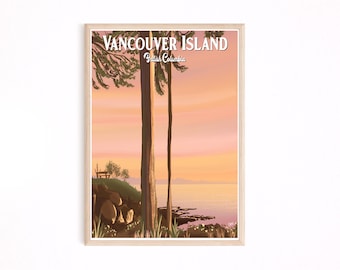 Vancouvereiland zonsondergang kunstprint, wanddecoratie British Columbia