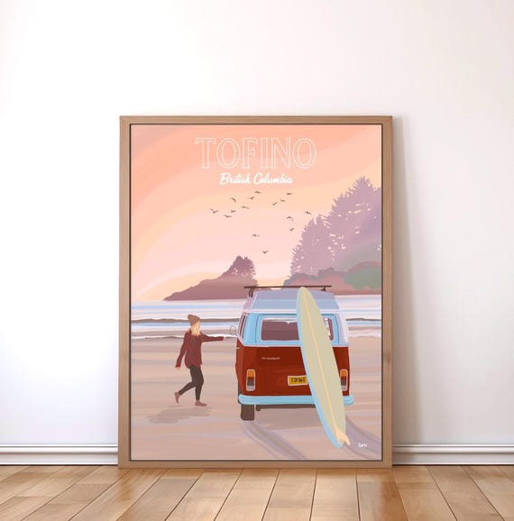 Tofino Surf Art Print, Vancouver Island Travel Poster