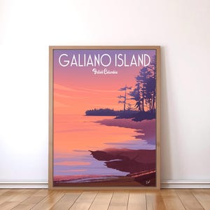 Impression de l'île Galiano, affiche, estampes des îles Gulf, art, art mural, art de l'île de Vancouver, décoration intérieure, océan, coucher de soleil