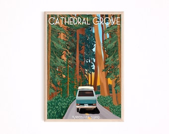 Cathedral Grove Art Print, Vancouver Island, Van Life Poster