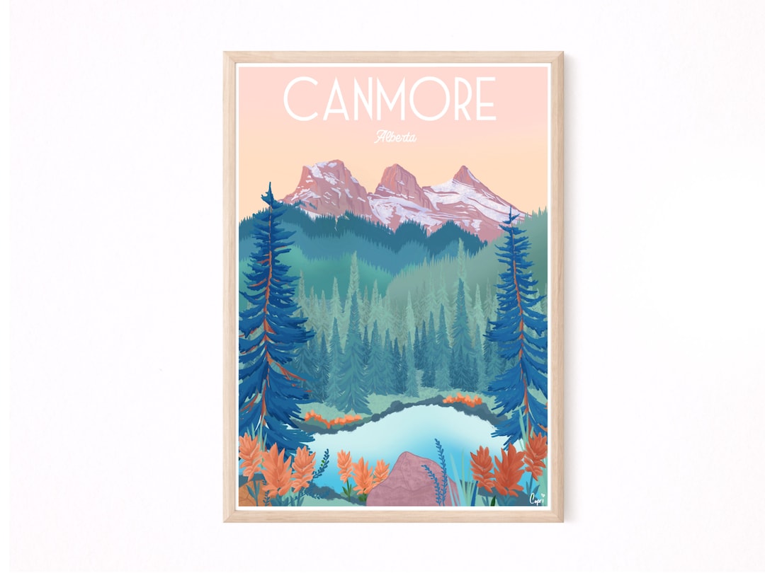 Canmore Poster, Canmore Alberta Print, Mountain Art Print, Three ...