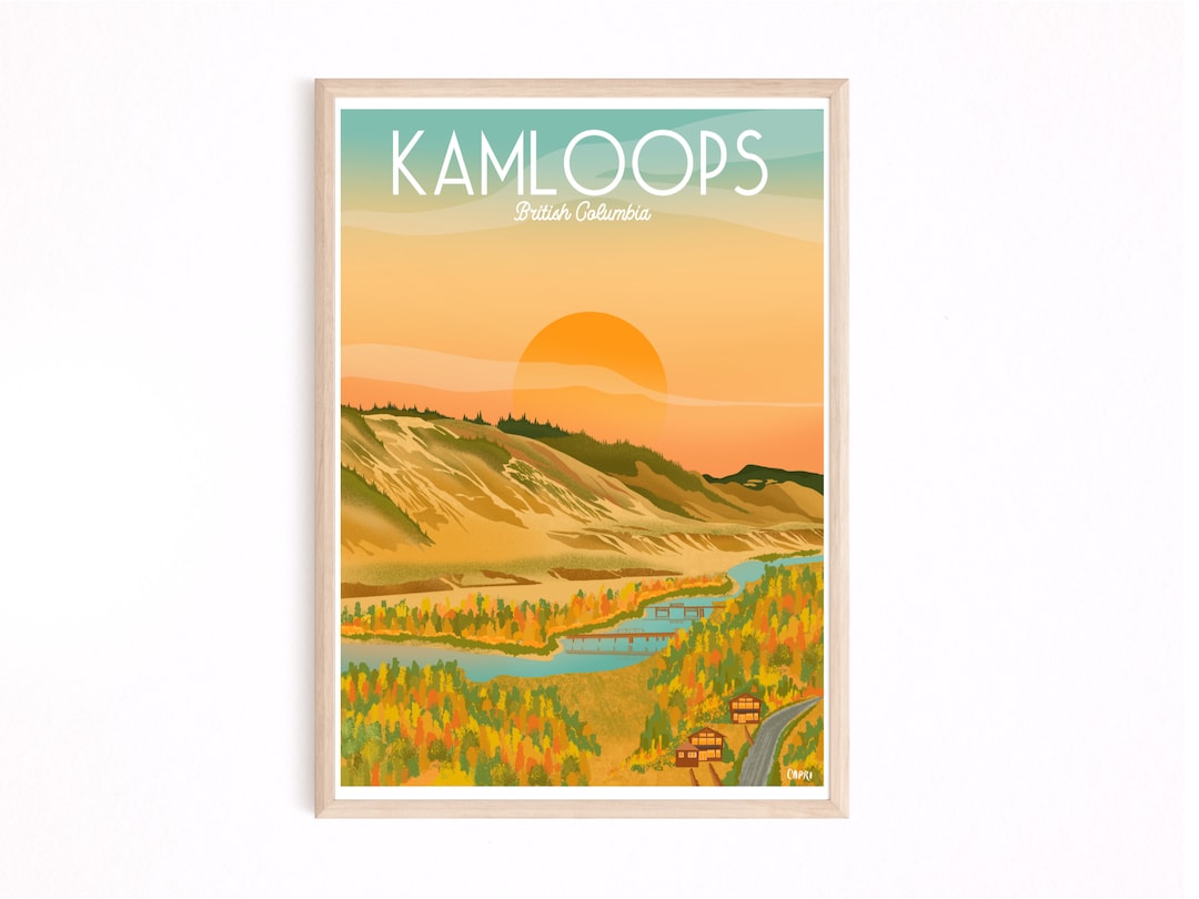 Kamloops Poster, Kamloops Print, Art, Wall Art, Vintage Poster, British