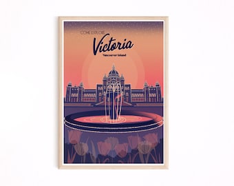 Impresión artística de Victoria, Columbia Británica, arte mural de la isla de Vancouver