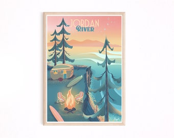 Jordan river poster, Vancouver Island print, surf art, west coast art, Jordan River camping