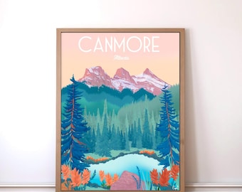 Canmore Travel Poster, Alberta Mountain Art Print