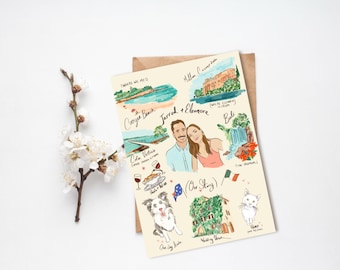Benutzerdefinierte handgezeichnete Hochzeitseinladung, Liebesgeschichte Illustration (Digitale Datei)