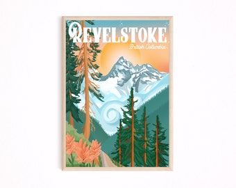 Revelstoke British Columbia Poster, Mountain Art Print