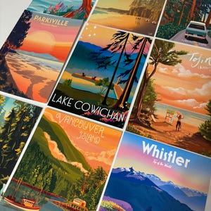 Pack de 5 cartes postales de la côte ouest de la Colombie-Britannique, recevez un lot unique provenant des endroits les plus populaires de la côte ouest