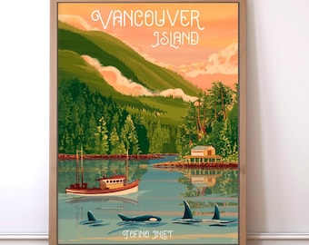 Tofino Inlet Print, Vancouver Island Vintage Travel Poster