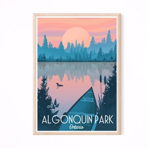 Affiche du parc Algonquin, impression du parc Algonquin, Canada, camping, art de la route
