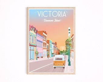 Póster de Victoria, póster de Victoria, Columbia Británica, arte, arte mural, arte mural de la isla de Vancouver