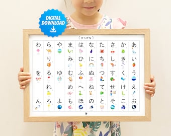 カタカナ表ポスター、日本語のアルファベット、ホームスクール印刷可能