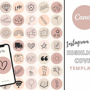 Instagram Story Highlight Cover, Canva Template, Pink Instagram Templates, Instagram Icons, Cute Story Covers, Small Business Insta, IG