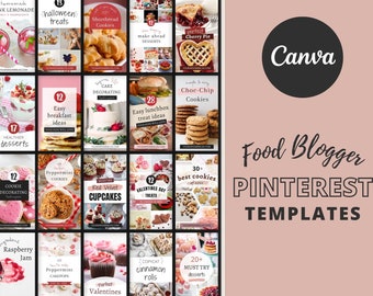 Food Blogger Pinterest Pin Templates, Canva Templates, Pinterest Templates for Canva, Foodie Pinterest Pins, Blogger Templates