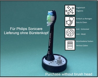 Philips Sonicare Zahnbürsten Ständer mit Tropfschale, Aufsatz Kopfhalter rund Design Version für das Bad. Hygienisches Zubehör