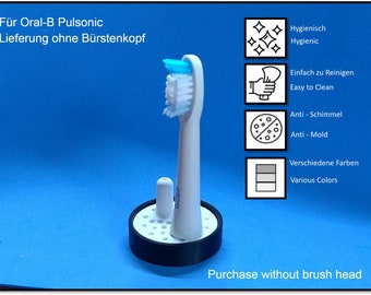 Oral-B Pulsonic toothbrush stand with drip tray, attachment head holder round design version for the bathroom, hygienic accessories.