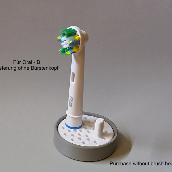 Toothbrush stand with drip tray, attachment head holder for Oral-B, round version for the bathroom. Hygienic