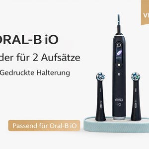 Zahnbürsten Ständer mit Tropfschale & Aufsatz, modernes Design für das Bad, hygienisch für Oral-B iO mit 2 Bürsten