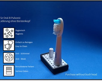 Oral-B Pulsonic toothbrush stand with drip tray, attachment head holder square design version for the bathroom Hygienic