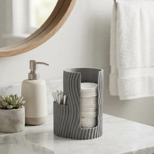 Wattepad Spender mit Wattestäbchen Halter | Cotton Pad Organizer | Badezimmer Organizer | Modern Bathroom Storage | 3D Druck
