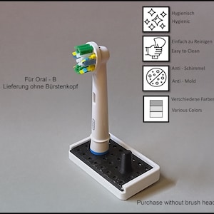 Oral-B toothbrush stand with drip tray, attachment head holder, design square version for the bathroom, hygienic accessories