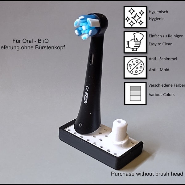 Oral-B IO Zahnbürsten Ständer mit Tropfschale, Aufsatz Kopfhalter eckige Design Version für das Bad, hygienisches Zubehör