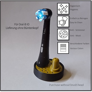 Oral-B IO toothbrush stand with drip tray, design attachment head holder, round version for the bathroom hygienic accessories