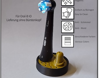 Supporto per spazzolino Oral-B IO con vassoio raccogligocce, accessorio di design, porta testina, versione rotonda per il bagno, accessorio igienico