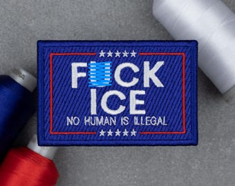 F*ck ICE Flag Embroidered Patch | Antifa Leftism Abolish | Hook and Loop, Iron-on & Sew-on Patches