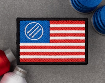 Three Arrows United States Flag Embroidered Patch | Iron Front USA America | Hook and Loop, Iron-on & Sew-on Patches