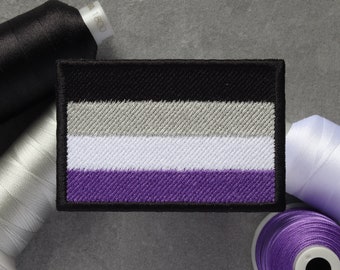 Asexual Flag Embroidered Patch | LGBT Ace Aroace Aro | Hook and Loop, Iron-on & Sew-on Patches