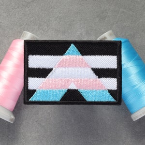 Straight Trans Ally Flag Embroidered Patch | LGBT Transgender | Hook and Loop, Iron-on & Sew-on Patches