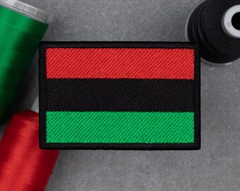 Pan-African Flag Embroidered Patch | Africa Black Power | Hook and Loop, Iron-on & Sew-on Patches