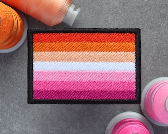 Lesbian (7-stripe) Flag Embroidered Patch | LGBT Gay Pride | Hook and Loop, Iron-on & Sew-on Patches