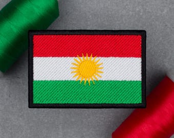 Kurdistan Flag Embroidered Patch | Kurds Kurdish | Hook and Loop, Iron-on & Sew-on Patches