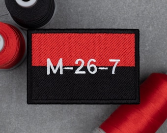 M-26-7 Flag Embroidered Patch | Antifa Anarchism Revolution | Hook and Loop, Iron-on & Sew-on Patches