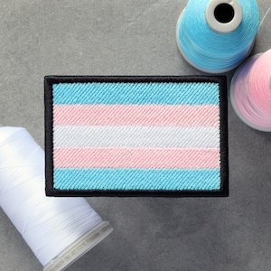 Transgender Flagge gestickter Aufnäher | LGBT Trans Pride | Klettverschluss, Aufbügler & Aufnäher