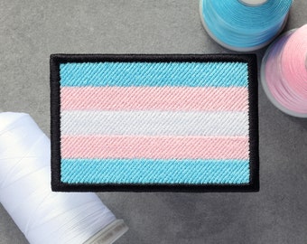 Transgender Flag Embroidered Patch | LGBT Trans Pride | Hook and Loop, Iron-on & Sew-on Patches